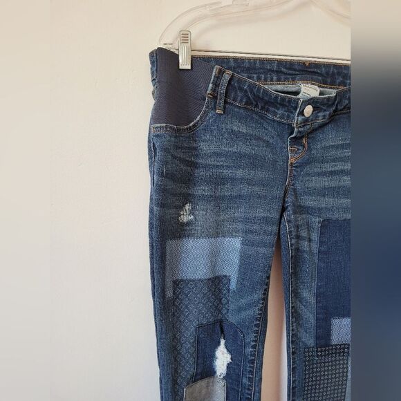 Old Navy Maternity Jeans Side Panel Stretch Boyfriend Skinny Patchwork 6 Regular - Picture 3 of 7